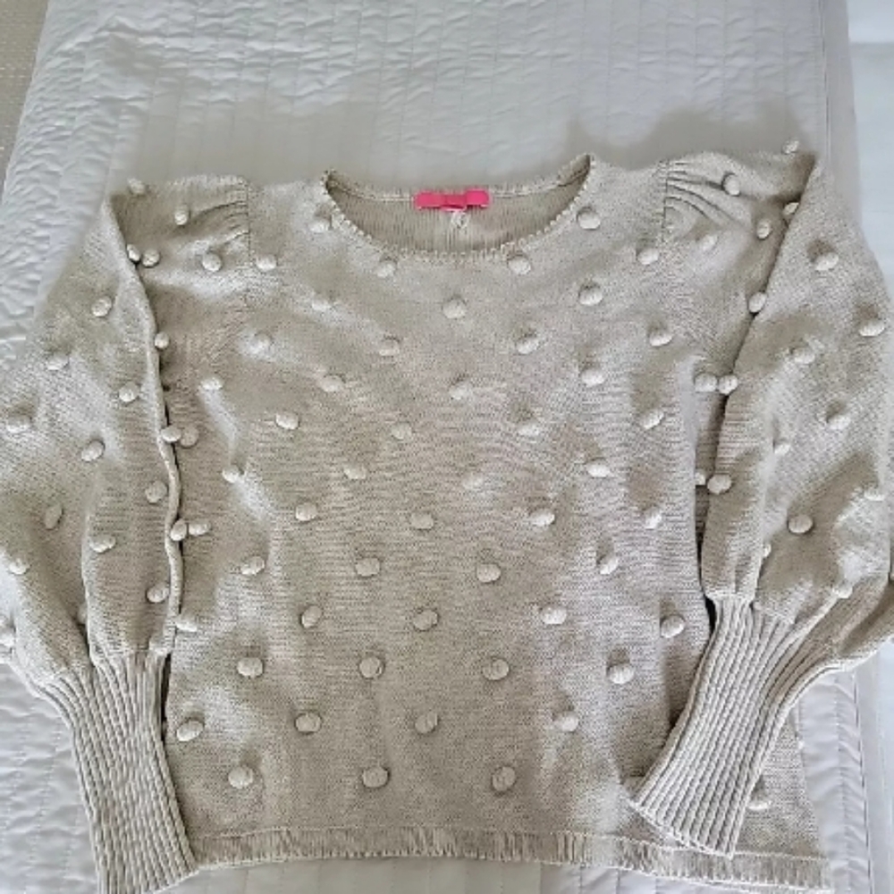 Chic Beige Sweater with Textured Dots